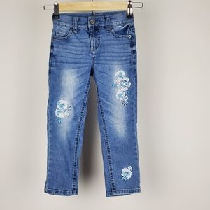 Justice Girl's Blue Jeans 8 Slim Embroidered Flower